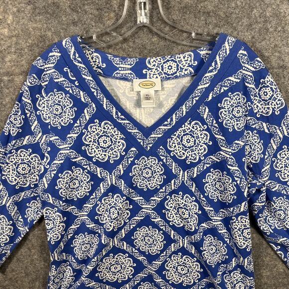 Talbots‎ Women’s Blouse Cotton 3/4 Sleeve Notched Neck Cotton Shirt Size XL - Picture 2 of 9